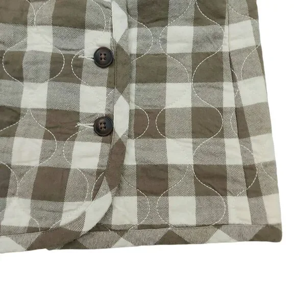 Madewell Flannel Mini Skirt Womens 6 Green Gingham Check Quilted Button Cotton - Picture 4 of 10